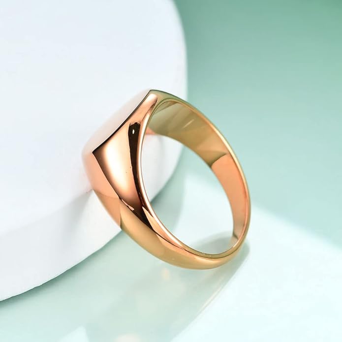 Stainless Steel Round Shape Classical Simple Plain Wedding Engagement Statement Pinky Band Signet Rings for Men Women Size 4-15