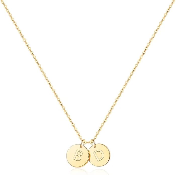 Two Initial Necklace for Women, 14K Gold Plated Dainty You and Her Initial Necklace Relationship Jewelry Mothers Day Valentines Gifts for Women Mom Friend Sister Her Birthday