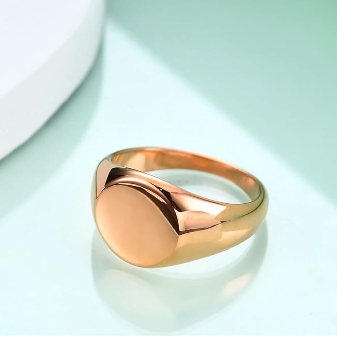 Stainless Steel Round Shape Classical Simple Plain Wedding Engagement Statement Pinky Band Signet Rings for Men Women Size 4-15