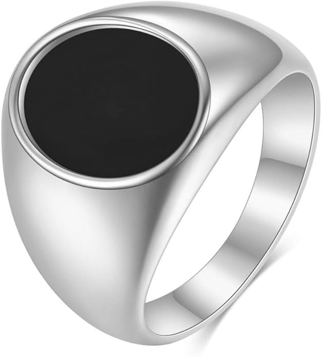 Stainless Steel Round Shape Classical Simple Plain Wedding Engagement Statement Pinky Band Signet Rings for Men Women Size 4-15