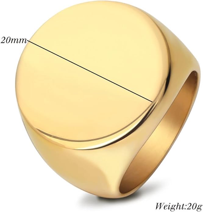 Stainless Steel Round Shape Classical Simple Plain Wedding Engagement Statement Pinky Band Signet Rings for Men Women Size 4-15