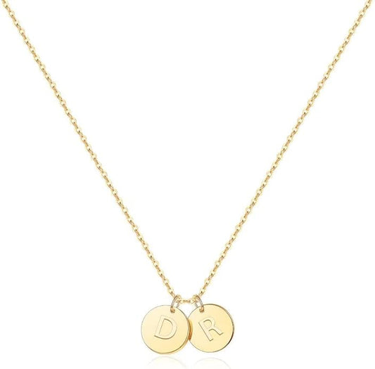 Two Initial Necklace for Women, 14K Gold Plated Dainty You and Her Initial Necklace Relationship Jewelry Mothers Day Valentines Gifts for Women Mom Friend Sister Her Birthday