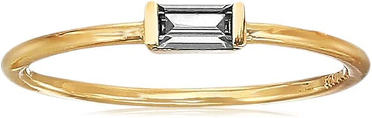 Amazon Essentials 18K Yellow Gold Plated Sterling Silver Cubic Zirconia Fashion Stackable Ring (previously Amazon Collection)