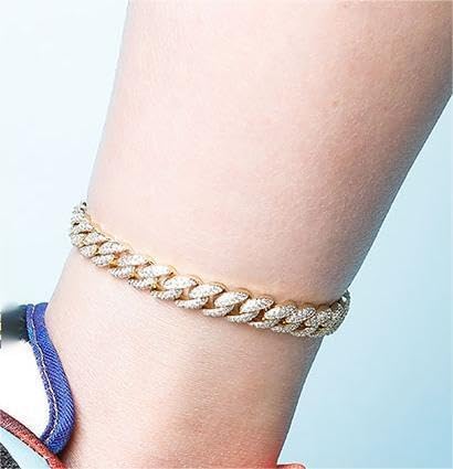 TOPGRILLZ Gold Anklets for Women Cuban Link Anklets Iced out Faux Diamond Chunky Ankle Bracelets 8mm 14K Gold Silver Plated Minimalist Fashion Foot Jewelry