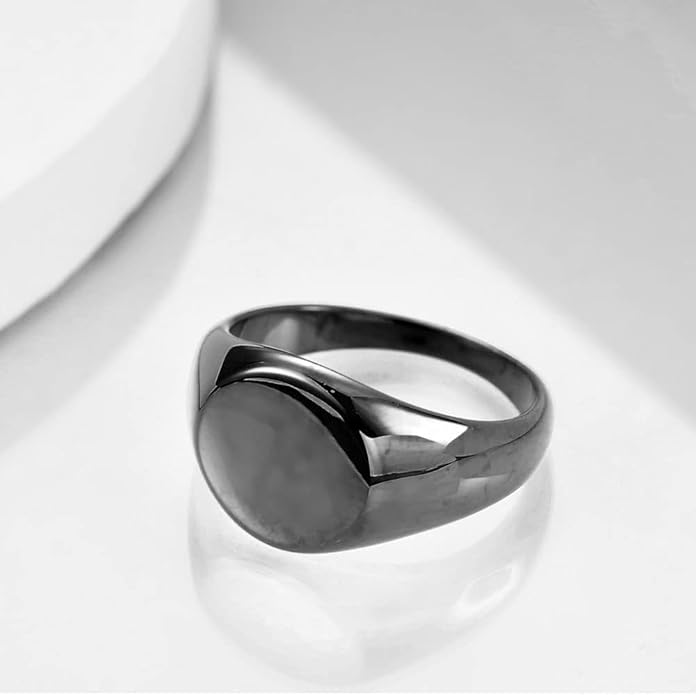 Stainless Steel Round Shape Classical Simple Plain Wedding Engagement Statement Pinky Band Signet Rings for Men Women Size 4-15