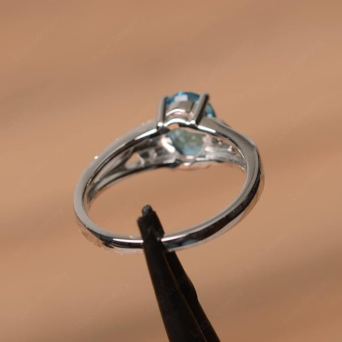 925 Sterling Silver Oval Shaped 8X6 MM Gemstone Ring Leaf Engagement Ring for Women Jewelry