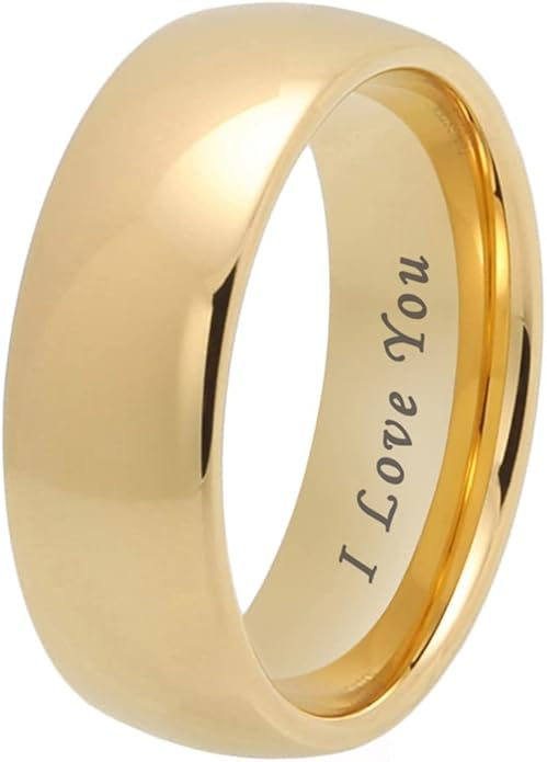 4mm 6mm 8mm 10mm Silver/Gold/White Tungsten Rings for Men Women Couple Fashion Jewelry Anniversary Engagement Wedding Bands Domed Polished I Love You Engraved Comfort Fit
