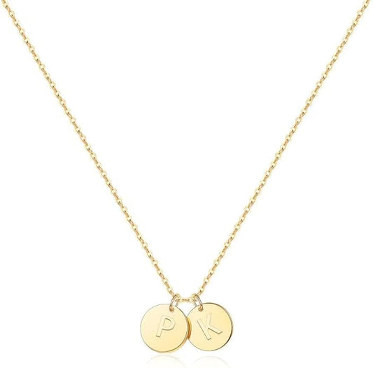 Two Initial Necklace for Women, 14K Gold Plated Dainty You and Her Initial Necklace Relationship Jewelry Mothers Day Valentines Gifts for Women Mom Friend Sister Her Birthday
