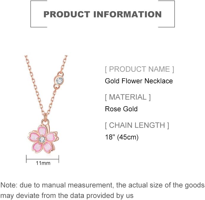 14K Women Gold Flower Chain Necklace,Dainty Sakura Floral Pendant Necklace with Moissanite Diamond,Gift for Mom, Wife, Girlfriend