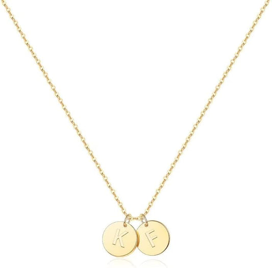 Two Initial Necklace for Women, 14K Gold Plated Dainty You and Her Initial Necklace Relationship Jewelry Mothers Day Valentines Gifts for Women Mom Friend Sister Her Birthday