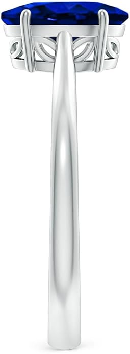 Angara Natural Blue Sapphire Solitaire Engagement Ring for Women | Oval Shape Blue Sapphire Ring in 14K Solid Gold/Sterling Silver/Platinum | September Birthday, Gemstone Jewellery Gift