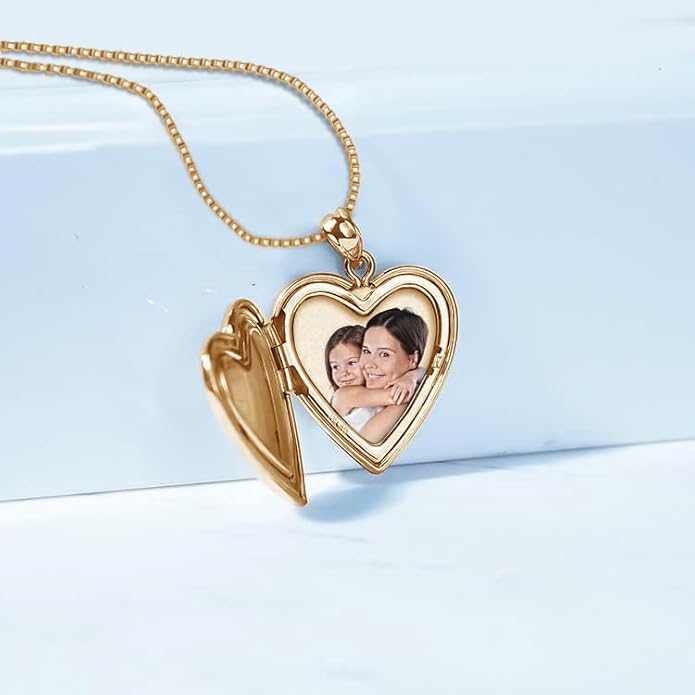 PicturesOnGold.com Personalized Always in My Heart Silver Or Gold Heart Locket Pendant Necklace Jewelry Gifts for Men & Women - 3/4 Inch X 3/4 Inch - Includes 18 inch Cable Chain