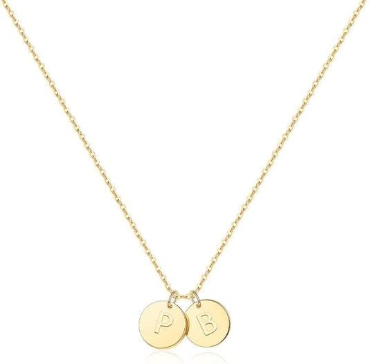 Two Initial Necklace for Women, 14K Gold Plated Dainty You and Her Initial Necklace Relationship Jewelry Mothers Day Valentines Gifts for Women Mom Friend Sister Her Birthday