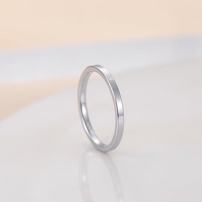 TRUMIUM 2mm 4mm 6mm Tungsten Rings for Women Men's Wedding Bands Gold Plated Beveled Edges Flat High Polished Comfort Fit Size 5-14