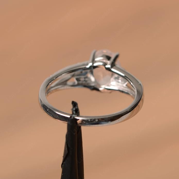 925 Sterling Silver Oval Shaped 8X6 MM Gemstone Ring Leaf Engagement Ring for Women Jewelry