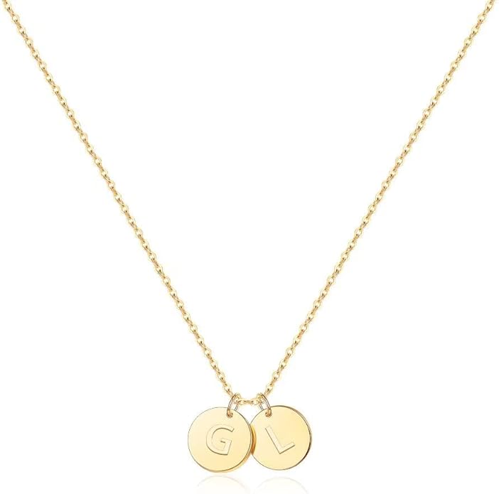 Two Initial Necklace for Women, 14K Gold Plated Dainty You and Her Initial Necklace Relationship Jewelry Mothers Day Valentines Gifts for Women Mom Friend Sister Her Birthday