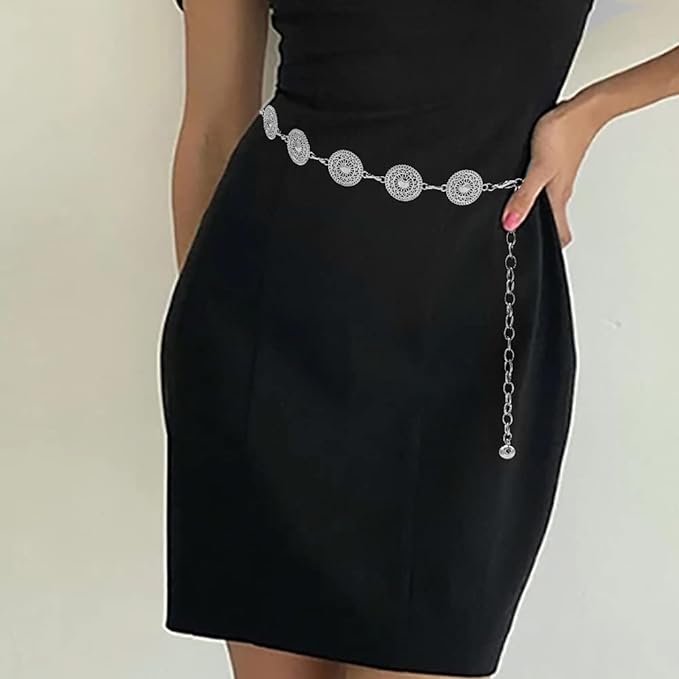 Women's Chain Belt Metal Waist Belt Chunky Belly Link Belt