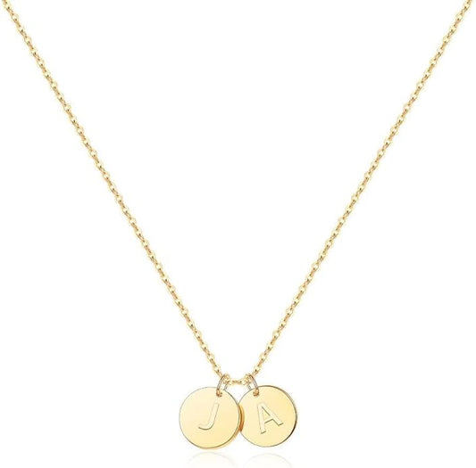 Two Initial Necklace for Women, 14K Gold Plated Dainty You and Her Initial Necklace Relationship Jewelry Mothers Day Valentines Gifts for Women Mom Friend Sister Her Birthday