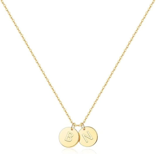 Two Initial Necklace for Women, 14K Gold Plated Dainty You and Her Initial Necklace Relationship Jewelry Mothers Day Valentines Gifts for Women Mom Friend Sister Her Birthday