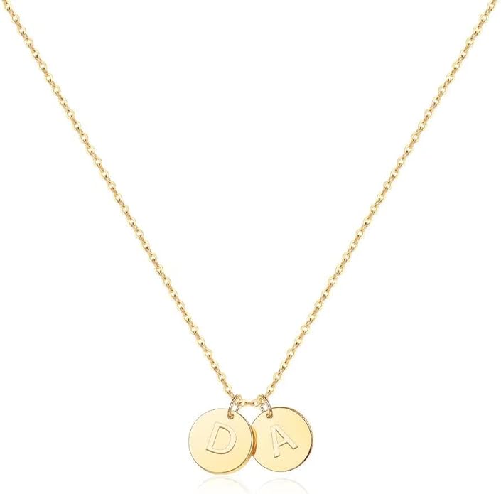 Two Initial Necklace for Women, 14K Gold Plated Dainty You and Her Initial Necklace Relationship Jewelry Mothers Day Valentines Gifts for Women Mom Friend Sister Her Birthday