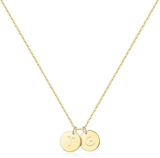 Two Initial Necklace for Women, 14K Gold Plated Dainty You and Her Initial Necklace Relationship Jewelry Mothers Day Valentines Gifts for Women Mom Friend Sister Her Birthday