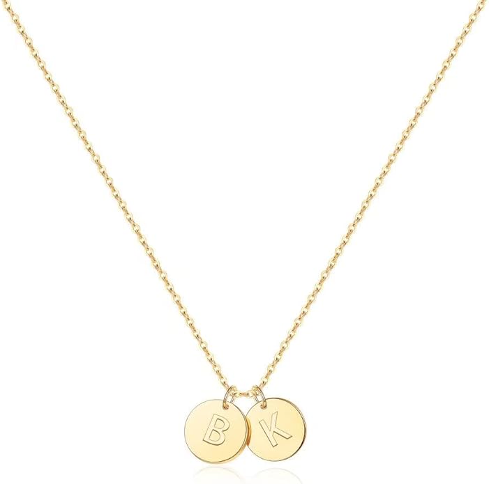 Two Initial Necklace for Women, 14K Gold Plated Dainty You and Her Initial Necklace Relationship Jewelry Mothers Day Valentines Gifts for Women Mom Friend Sister Her Birthday