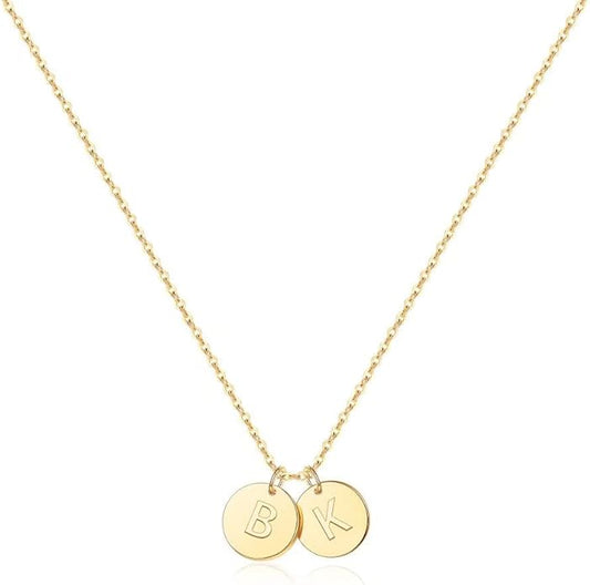 Two Initial Necklace for Women, 14K Gold Plated Dainty You and Her Initial Necklace Relationship Jewelry Mothers Day Valentines Gifts for Women Mom Friend Sister Her Birthday