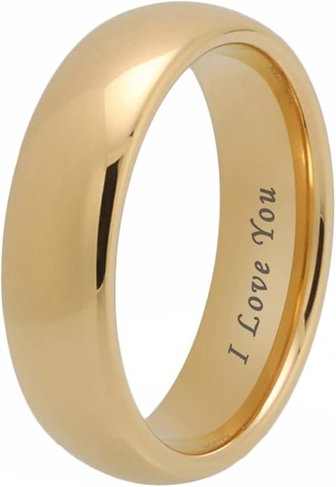 4mm 6mm 8mm 10mm Silver/Gold/White Tungsten Rings for Men Women Couple Fashion Jewelry Anniversary Engagement Wedding Bands Domed Polished I Love You Engraved Comfort Fit