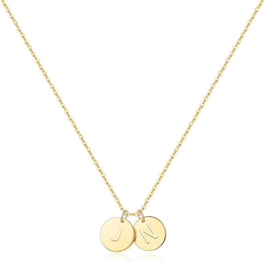 Two Initial Necklace for Women, 14K Gold Plated Dainty You and Her Initial Necklace Relationship Jewelry Mothers Day Valentines Gifts for Women Mom Friend Sister Her Birthday