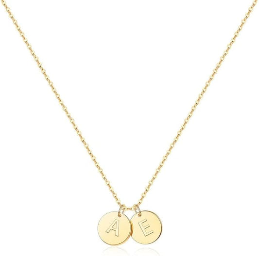 Two Initial Necklace for Women, 14K Gold Plated Dainty You and Her Initial Necklace Relationship Jewelry Mothers Day Valentines Gifts for Women Mom Friend Sister Her Birthday