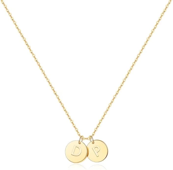 Two Initial Necklace for Women, 14K Gold Plated Dainty You and Her Initial Necklace Relationship Jewelry Mothers Day Valentines Gifts for Women Mom Friend Sister Her Birthday