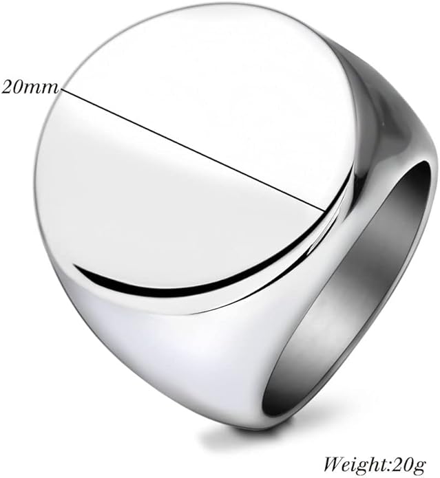Stainless Steel Round Shape Classical Simple Plain Wedding Engagement Statement Pinky Band Signet Rings for Men Women Size 4-15