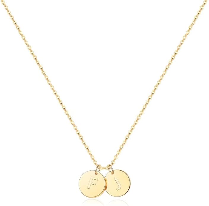 Two Initial Necklace for Women, 14K Gold Plated Dainty You and Her Initial Necklace Relationship Jewelry Mothers Day Valentines Gifts for Women Mom Friend Sister Her Birthday