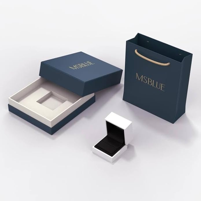 MSBLUE® 1.5ct Round Cut Moissanite Engagement Ring, Solitaire with Pavé Accents, 14K Gold Vermeil, Rhodium Finish