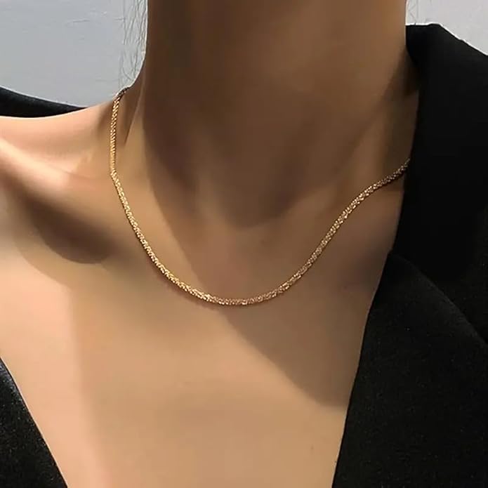 ASCOMY Layered Necklaces for Women Dainty Gold Necklace 14K Gold Plated Herringbone Necklace for Women Pearl Cross Necklace Paperclip Cuban Figaro Rope Satellite Chain Gold Choker Trendy Jewelry Gift