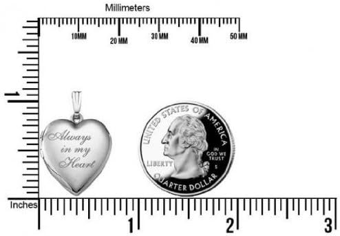 PicturesOnGold.com Personalized Always in My Heart Silver Or Gold Heart Locket Pendant Necklace Jewelry Gifts for Men & Women - 3/4 Inch X 3/4 Inch - Includes 18 inch Cable Chain