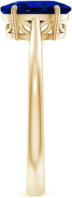 Angara Natural Blue Sapphire Solitaire Engagement Ring for Women | Oval Shape Blue Sapphire Ring in 14K Solid Gold/Sterling Silver/Platinum | September Birthday, Gemstone Jewellery Gift