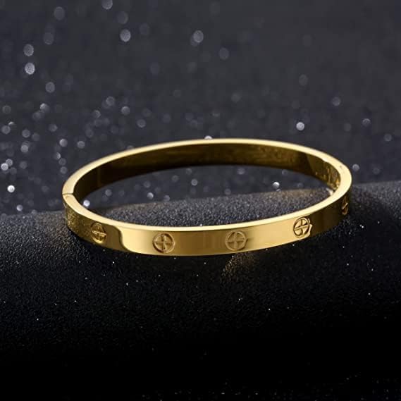 2-Pack Friendship Bracelets for Women - 18K Gold Plated Titanium Steel Cuff Love Bangle Set with Cubic Zirconia | Sister Jewelry Gift, Eco-Friendly Packaging, Durable Everyday Wear