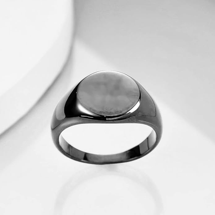 Stainless Steel Round Shape Classical Simple Plain Wedding Engagement Statement Pinky Band Signet Rings for Men Women Size 4-15