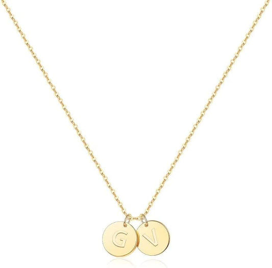 Two Initial Necklace for Women, 14K Gold Plated Dainty You and Her Initial Necklace Relationship Jewelry Mothers Day Valentines Gifts for Women Mom Friend Sister Her Birthday