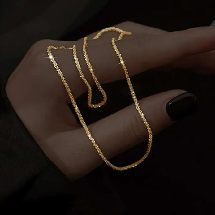 ASCOMY Layered Necklaces for Women Dainty Gold Necklace 14K Gold Plated Herringbone Necklace for Women Pearl Cross Necklace Paperclip Cuban Figaro Rope Satellite Chain Gold Choker Trendy Jewelry Gift