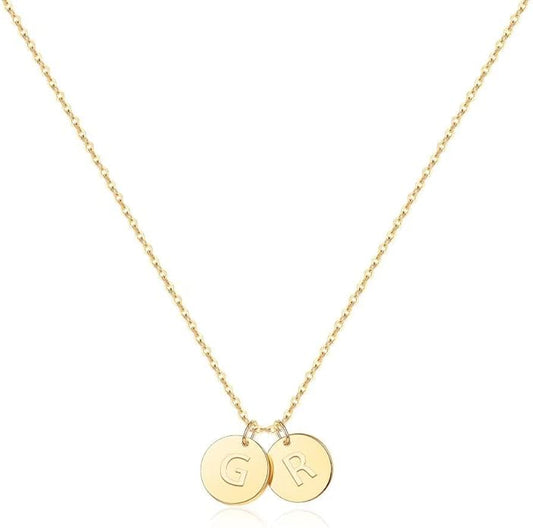 Two Initial Necklace for Women, 14K Gold Plated Dainty You and Her Initial Necklace Relationship Jewelry Mothers Day Valentines Gifts for Women Mom Friend Sister Her Birthday