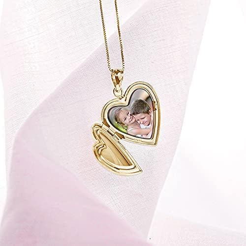 PicturesOnGold.com Personalized Always in My Heart Silver Or Gold Heart Locket Pendant Necklace Jewelry Gifts for Men & Women - 3/4 Inch X 3/4 Inch - Includes 18 inch Cable Chain