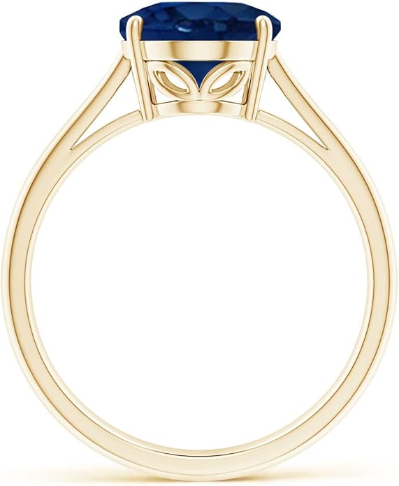 Angara Natural Blue Sapphire Solitaire Engagement Ring for Women | Oval Shape Blue Sapphire Ring in 14K Solid Gold/Sterling Silver/Platinum | September Birthday, Gemstone Jewellery Gift