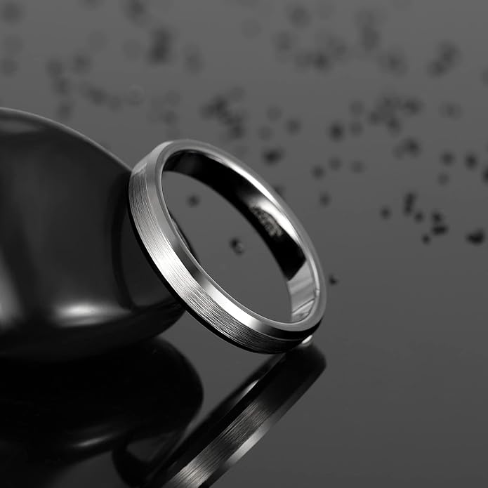 Greenpod 4MM 6MM 8MM Tungsten Carbide Engagement Ring Brushed Beveled Edge Polished Silver Wedding Band for Men Women Engraved I Love You Always & Forever Size 4-15