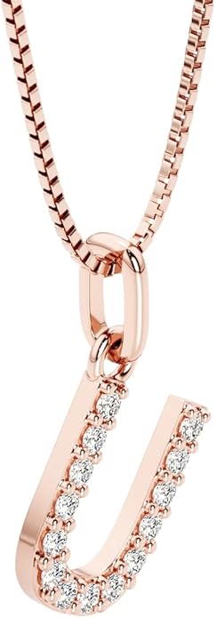 PEORA Letter A to Z Lab Grown Diamond Initial Pendant Necklace in Sterling Silver, F-G Color, VS Clarity, with 18 inch Chain
