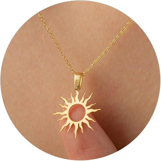 Lariat Gold Necklaces for Women - Dainty Gold Necklace Trendy 14K Gold Plated Hypoallergenic Layered Long Y-Shape Sunburst CZ T-Bar Pendant Drop Chain Necklace Set for Women Non Tarinsh Jewelry Gift