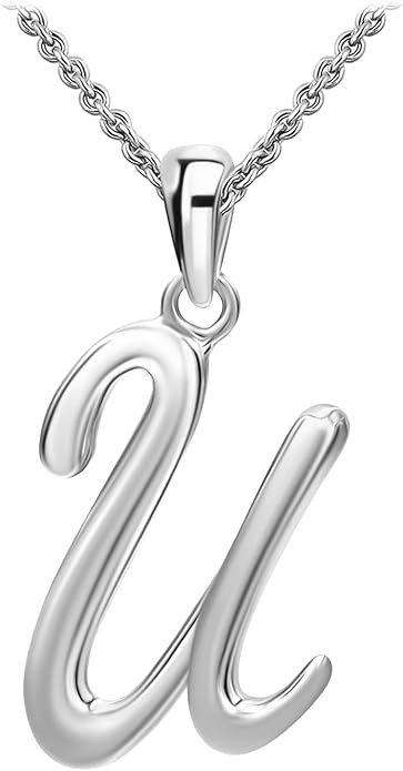 SEA OF ICE Letter Initial Necklace, Alphabet Letter Pendant Necklace, Sterling Silver, Gold, Rose Gold Necklace for Women, Elegant Initial Necklaces, Personalized Custom Women's Necklaces