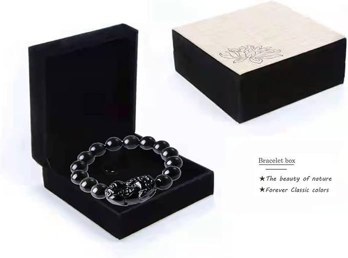 Black Obsidian Bracelet,Feng Shui Black Obsidian Wealth Bracelet for Women Men Stretch Obsidian Bracelet Bangle with Pixiu Tiger Eye Stone Attract Wealth Money and Good Luck