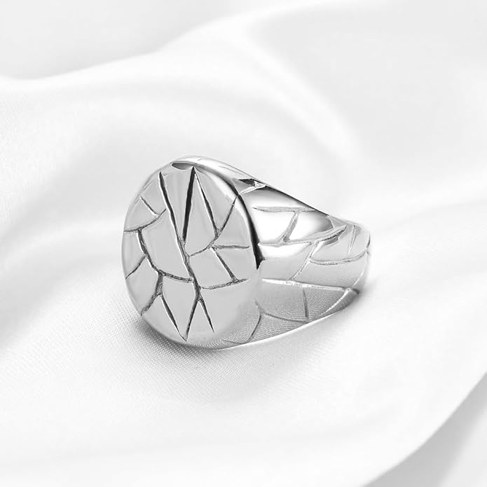 Stainless Steel Round Shape Classical Simple Plain Wedding Engagement Statement Pinky Band Signet Rings for Men Women Size 4-15